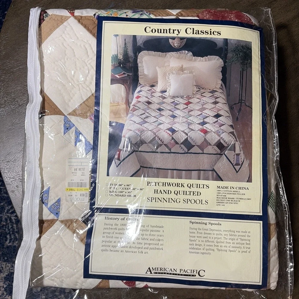AMERICAN PACIFIC hand quilted Patchwork Quilt Country Classics Twin 66 X 86